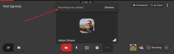 Recording notification