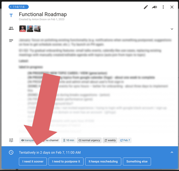 interactive scheduling bar