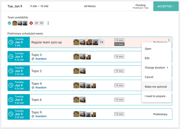 topic quick actions