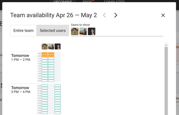 datailed availability of the participants