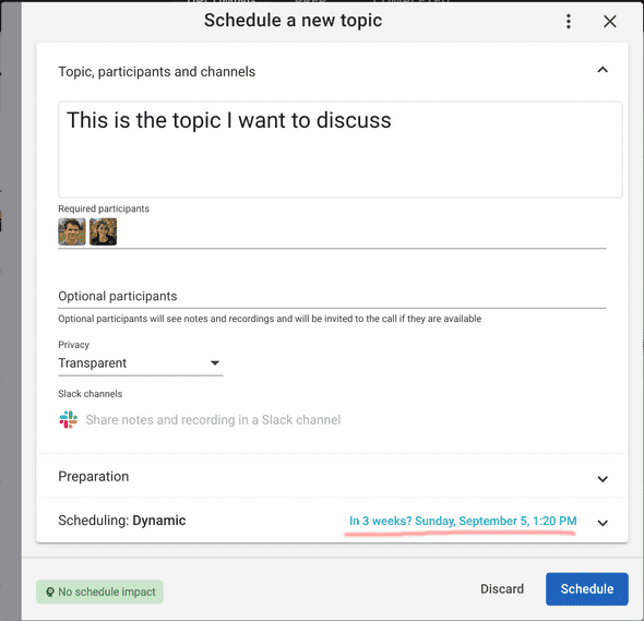 schedule a topic